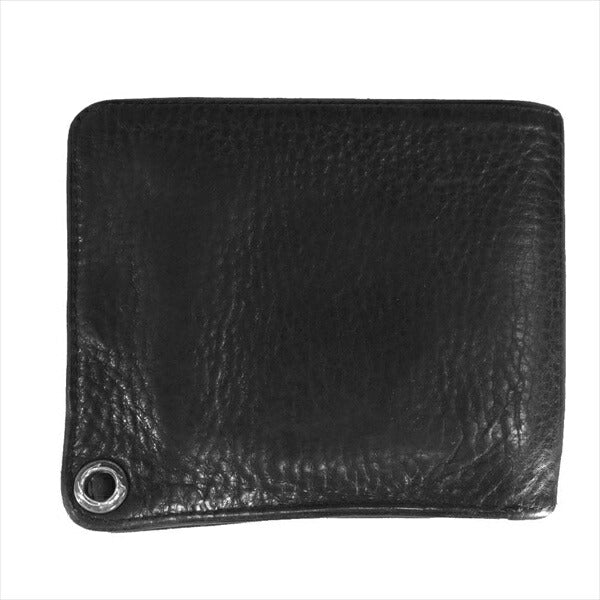 CHROME HEARTS クロムハーツ（原本無） 1SNAP 1スナップ クロスボールボタン レザー 二つ折り レザーウォレット 黒系【中古】