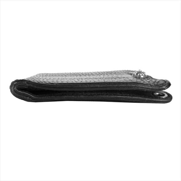 CHROME HEARTS クロムハーツ（原本無） 1SNAP 1スナップ クロスボールボタン レザー 二つ折り レザーウォレット 黒系【中古】