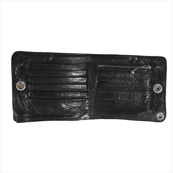 CHROME HEARTS クロムハーツ（原本無） 1SNAP 1スナップ クロスボールボタン レザー 二つ折り レザーウォレット 黒系【中古】