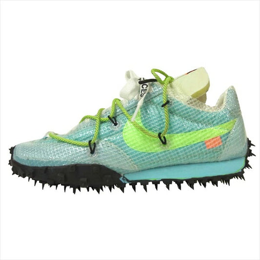 OFF-WHITE オフホワイト × NIKE ナイキ CD8180-400 ワッフルレーサー レディース スニーカー 水色系 24cm【美品】【中古】