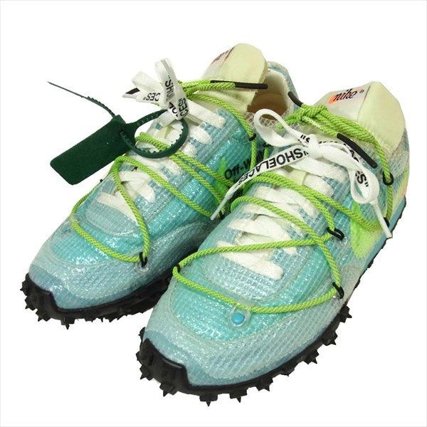 OFF-WHITE オフホワイト × NIKE ナイキ CD8180-400 ワッフルレーサー レディース スニーカー 水色系 24cm【美品】【中古】