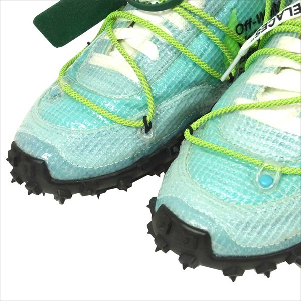 OFF-WHITE オフホワイト × NIKE ナイキ CD8180-400 ワッフルレーサー レディース スニーカー 水色系 24cm【美品】【中古】