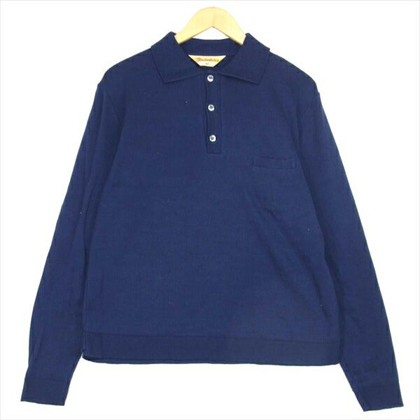 TENDERLOIN テンダーロイン T-POLO 長袖 コットン ニット 日本製 ポロシャツ ブルー系 ブルー系 Ｌ【美品】【中古】