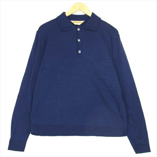 TENDERLOIN テンダーロイン T-POLO 長袖 コットン ニット 日本製 ポロシャツ ブルー系 ブルー系 Ｌ【美品】【中古】