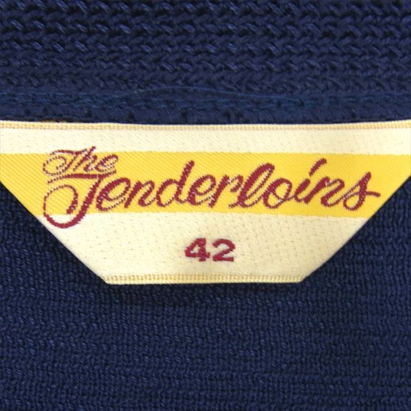 TENDERLOIN テンダーロイン T-POLO 長袖 コットン ニット 日本製 ポロシャツ ブルー系 ブルー系 Ｌ【美品】【中古】