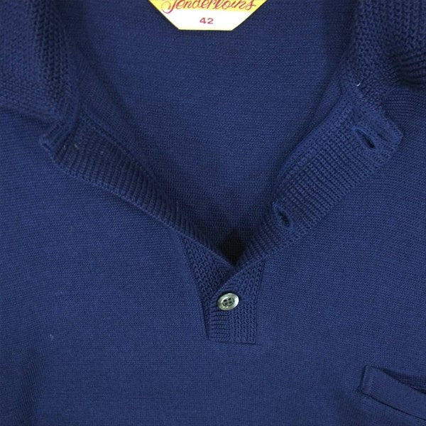 TENDERLOIN テンダーロイン T-POLO 長袖 コットン ニット 日本製 ポロシャツ ブルー系 ブルー系 Ｌ【美品】【中古】
