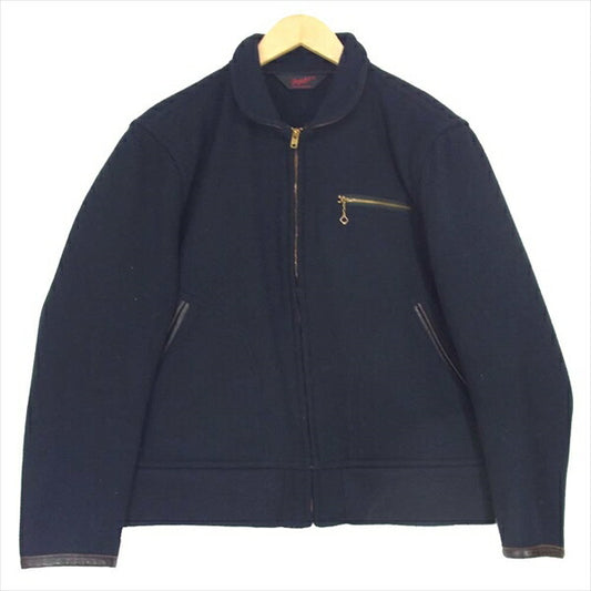 TENDERLOIN テンダーロイン T-WOOL WORK JKT ウール ワーク レザー 切替 ジャケット ネイビー系 ネイビー系 M【中古】