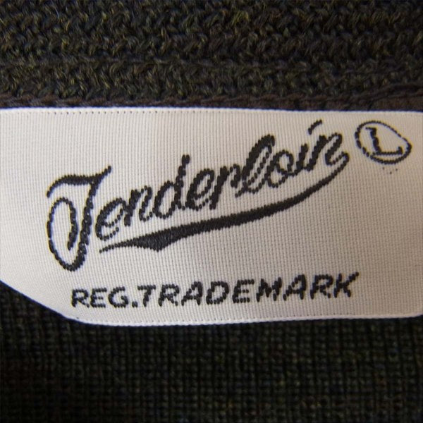 TENDERLOIN テンダーロイン T-J.O SWEATER コーデュロイ 切替 ニット 長袖シャツ カーキ(オリーブグリーン)系 Ｌ【中古】