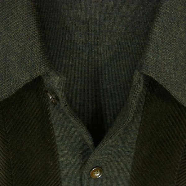 TENDERLOIN テンダーロイン T-J.O SWEATER コーデュロイ 切替 ニット 長袖シャツ カーキ(オリーブグリーン)系 Ｌ【中古】