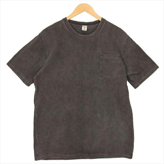 BACKDROP バックドロップ NO1刺繍 ポケット コットン 厚手 ワンポイント ナンバー Tシャツ グレー系 L【中古】