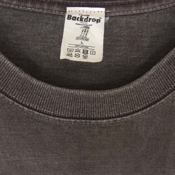 BACKDROP バックドロップ NO1刺繍 ポケット コットン 厚手 ワンポイント ナンバー Tシャツ グレー系 L【中古】
