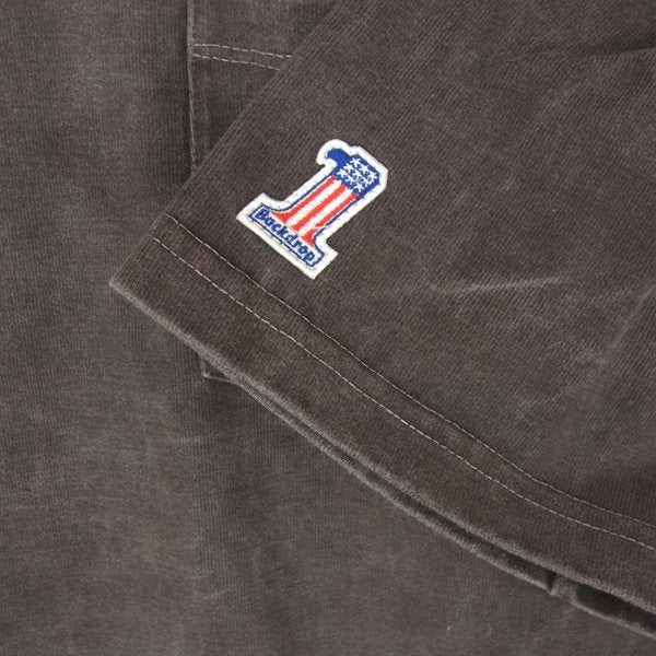 BACKDROP バックドロップ NO1刺繍 ポケット コットン 厚手 ワンポイント ナンバー Tシャツ グレー系 L【中古】