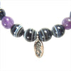 BILL WALL LEATHER ビルウォールレザー ビーズ 数珠 パープル ストーン チャーム ブレスレット 黒系  黒系【中古】