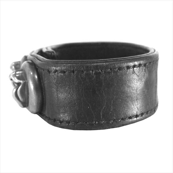CHROME HEARTS クロムハーツ（原本無） 3ボタン 2スナップ 腕輪 リップ＆タン レザー ブレスレット ブラック系【中古】