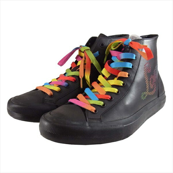 LOUIS VUITTON ルイ・ヴィトン MS1127 タトゥー・ライン レースアップ ハイカットスニーカー レインボー ブラック系 6 1/2【極上美品】【中古】