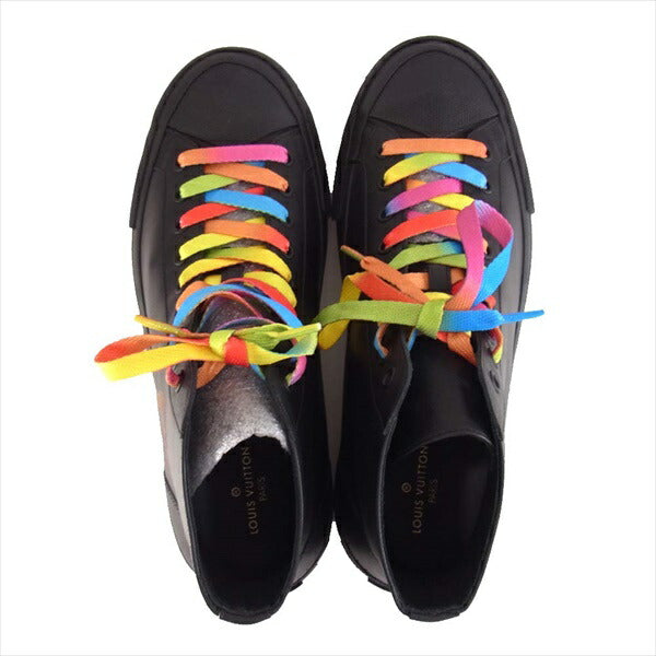 LOUIS VUITTON ルイ・ヴィトン MS1127 タトゥー・ライン レースアップ ハイカットスニーカー レインボー ブラック系 6 1/2【極上美品】【中古】