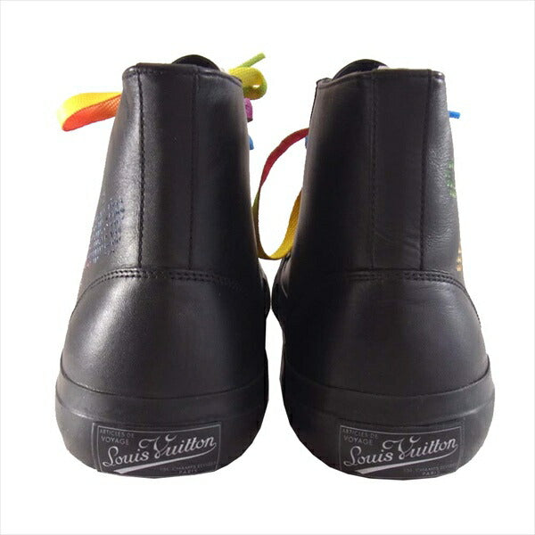 LOUIS VUITTON ルイ・ヴィトン MS1127 タトゥー・ライン レースアップ ハイカットスニーカー レインボー ブラック系 6 1/2【極上美品】【中古】