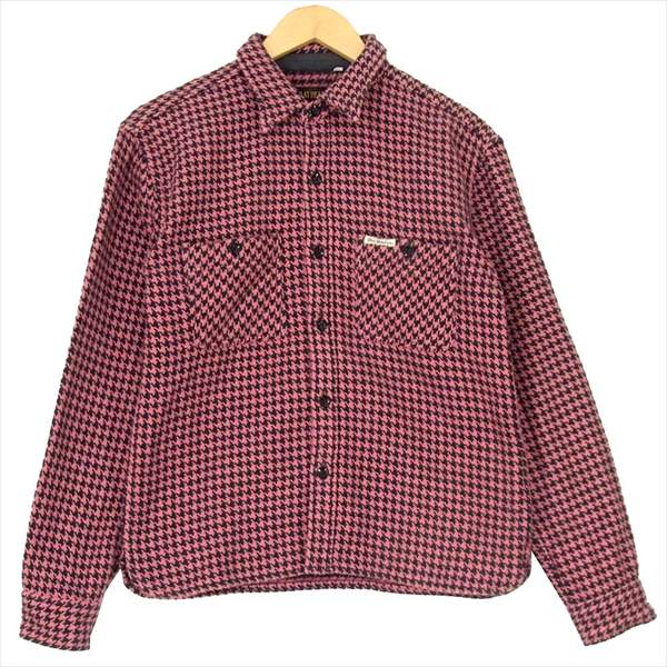 THE FLAT HEAD ザフラットヘッド HN-71W 千鳥 ベビーネル ワーク 日本製 長袖シャツ ピンク系 38【中古】