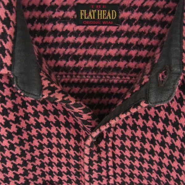 THE FLAT HEAD ザフラットヘッド HN-71W 千鳥 ベビーネル ワーク 日本製 長袖シャツ ピンク系 38【中古】