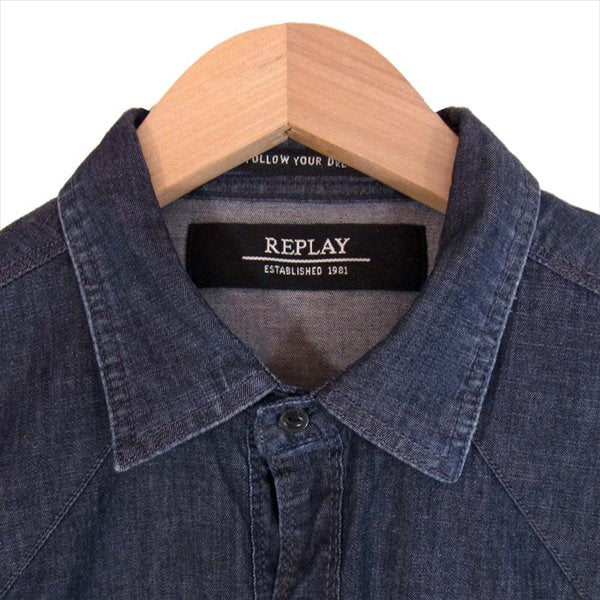 REPLAY リプレイ デニム メンズ 無地 デニムシャツ インディゴブルー系 S【中古】