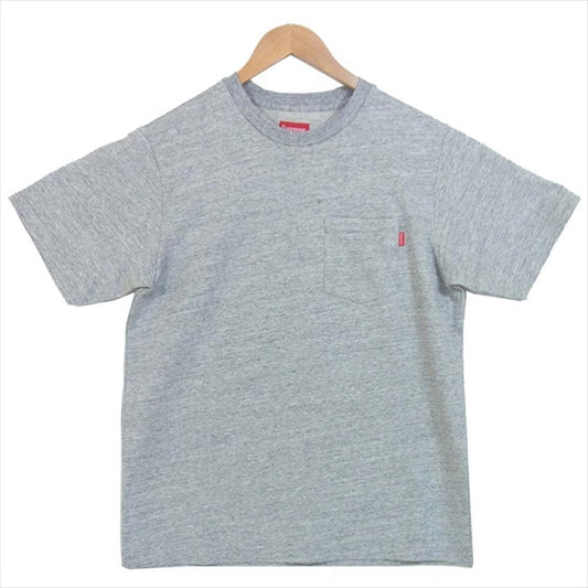Supreme シュプリーム 未使用 S/S Pocket Tee 半袖 ポケット 半袖Tシャツ コットン ロゴ刺繍 グレー系 S【極上美品】【中古】