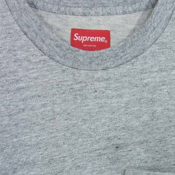 Supreme シュプリーム 未使用 S/S Pocket Tee 半袖 ポケット 半袖Tシャツ コットン ロゴ刺繍 グレー系 S【極上美品】【中古】