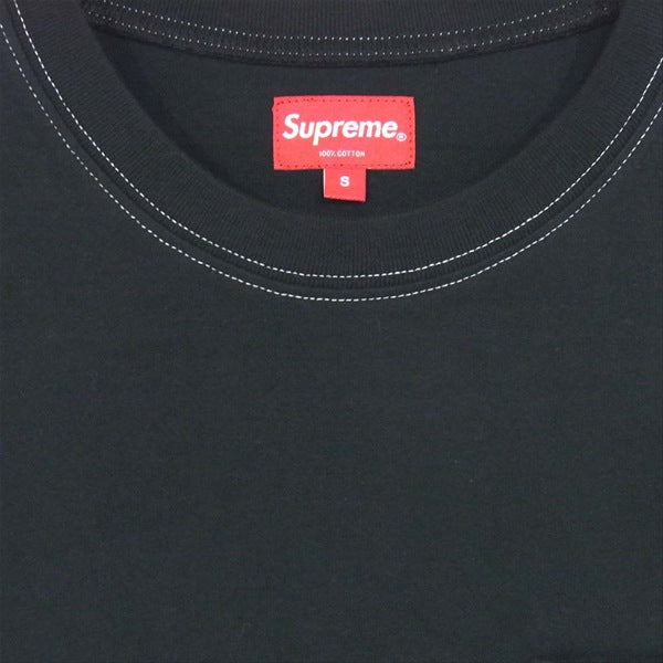 Supreme シュプリーム 国内納品書付 20SS Contrast Stitch Pocket Tee コントラスト ステッチ ポケット ブラック系 S【新古品】【未使用】【中古】