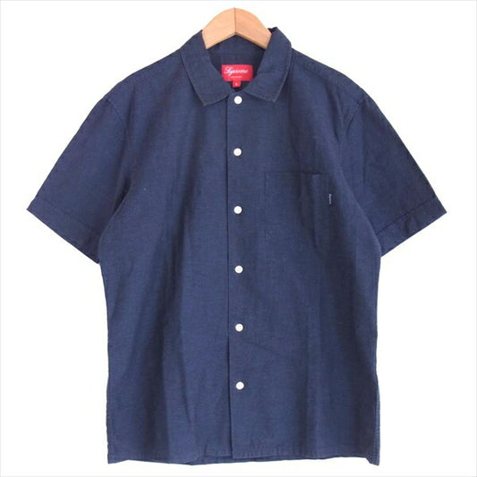 Supreme シュプリーム 13SS melange shirt メンズ コットン 半袖シャツ ネイビー系 S【中古】