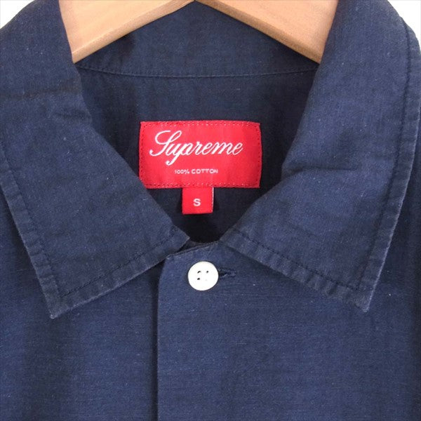 Supreme シュプリーム 13SS melange shirt メンズ コットン 半袖シャツ ネイビー系 S【中古】