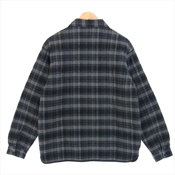 Supreme シュプリーム 国内正規品 納品書付属 19AW Quilted plaid zip up shirt キルテッド プレイド ジップアップ オフホワイト系 S【美品】【中古】