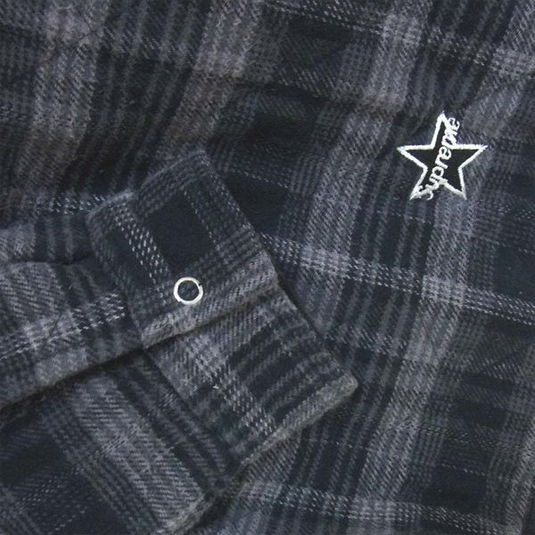 Supreme シュプリーム 国内正規品 納品書付属 19AW Quilted plaid zip up shirt キルテッド プレイド ジップアップ オフホワイト系 S【美品】【中古】