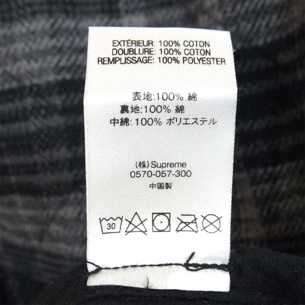 Supreme シュプリーム 国内正規品 納品書付属 19AW Quilted plaid zip up shirt キルテッド プレイド ジップアップ オフホワイト系 S【美品】【中古】