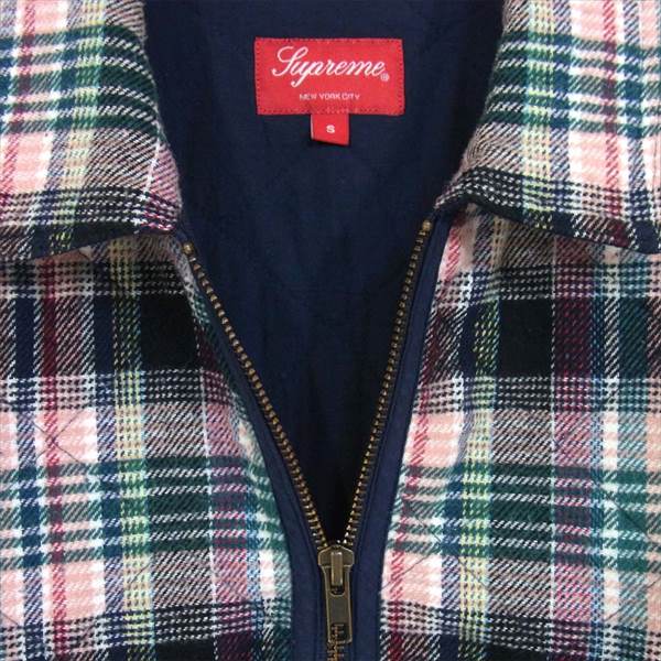 Supreme シュプリーム 納品書付 19AW Quilted plaid zip up shirt キルテッド プレイド ジップアップシャツ ブラック系 S【美品】【中古】
