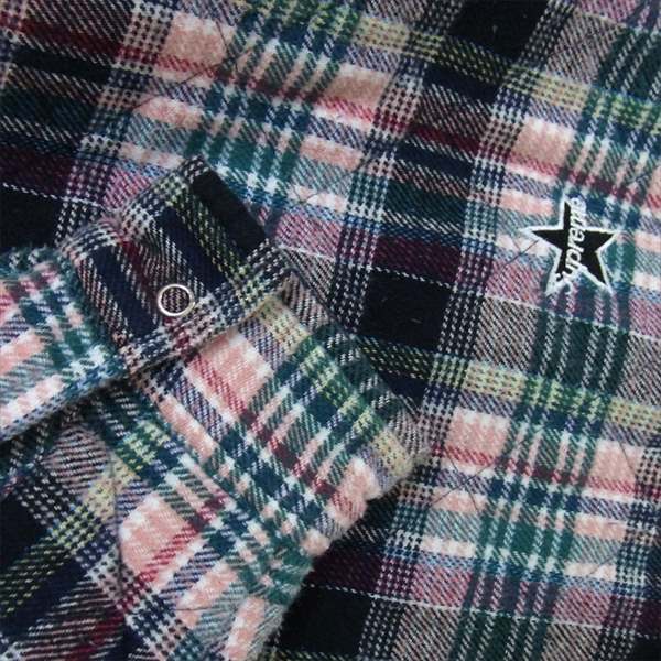 Supreme シュプリーム 納品書付 19AW Quilted plaid zip up shirt キルテッド プレイド ジップアップシャツ ブラック系 S【美品】【中古】