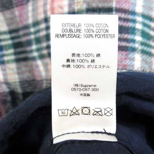 Supreme シュプリーム 納品書付 19AW Quilted plaid zip up shirt キルテッド プレイド ジップアップシャツ ブラック系 S【美品】【中古】