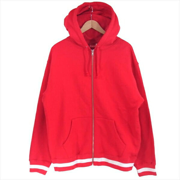 Supreme シュプリーム 19SS Old English Stripe Zip Up Sweatshirt  オールドイングリッシュ ジップ レッド系 L【美品】【中古】