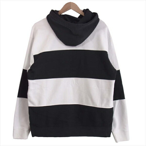 Supreme シュプリーム ×ナイキ NIKE 19SS STRIPE HOODED SWEATSHIRT ストライプ フーデッド 黒×白 M【美品】【中古】
