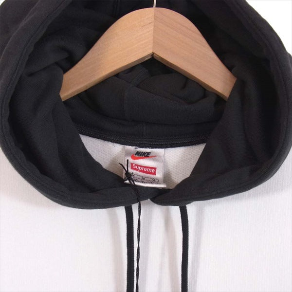Supreme シュプリーム ×ナイキ NIKE 19SS STRIPE HOODED SWEATSHIRT ストライプ フーデッド 黒×白 M【美品】【中古】