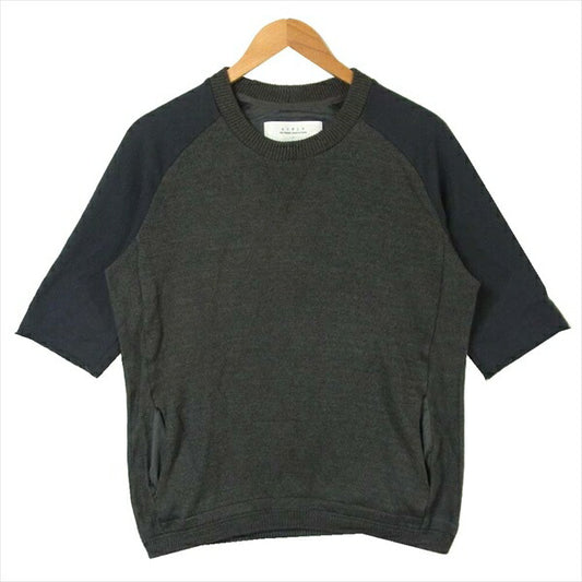 CURLY カーリー スウェット 切替 コットン ポケット ニット グレー系 1【美品】【中古】