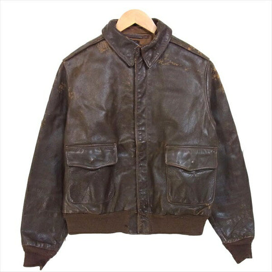 観賞用 40s USAF A-2 米軍 実物 当時物 ヴィンテージ オリジナル レザー ジャケット ダークブラウン系 サイズ表記無し 【即決】 ダークブラウン系 サイズ表記無し【中古】