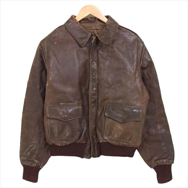 AERO LEATHER エアロレザー 観賞用 40s A-2 米軍 実物 当時物 ヴィンテージ オリジナル レザー ジャケット ブラウン系 42【中古】