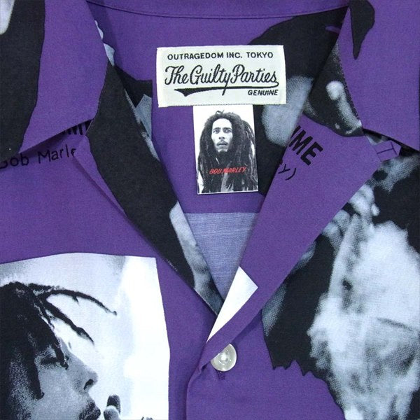 WACKO MARIA ワコマリア × BOB MARLEY ボブマリー 未使用 20SS HAWAIIAN ハワイアン シャツ パープル系 S【極上美品】【中古】
