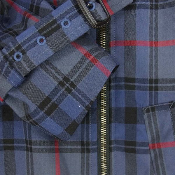 HYSTERIC GLAMOUR ヒステリックグラマー 01181AB01 スタンドカラー チェック ライダース ジャケット レディース ブルゾン ネイビー系 ネイビー系 M【美品】【中古】