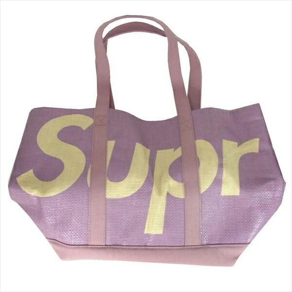 Supreme シュプリーム 20SS Raffia Tote ラフィア ビッグ ロゴ 大判 トートバッグ ピンク系【新古品】【未使用】【中古】
