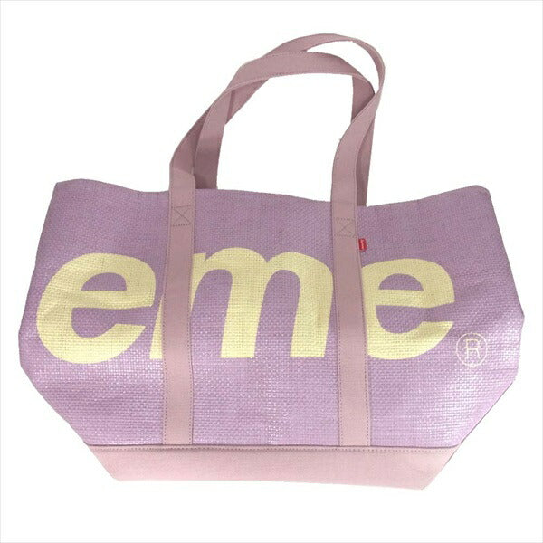 Supreme シュプリーム 20SS Raffia Tote ラフィア ビッグ ロゴ 大判 トートバッグ ピンク系【新古品】【未使用】【中古】