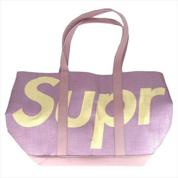 Supreme シュプリーム 20SS Raffia Tote ラフィア ビッグ ロゴ 大判 トートバッグ ピンク系【新古品】【未使用】【中古】