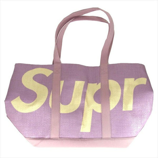 Supreme シュプリーム 20SS Raffia Tote ラフィア ビッグ ロゴ 大判 トートバッグ ピンク系【新古品】【未使用】【中古】