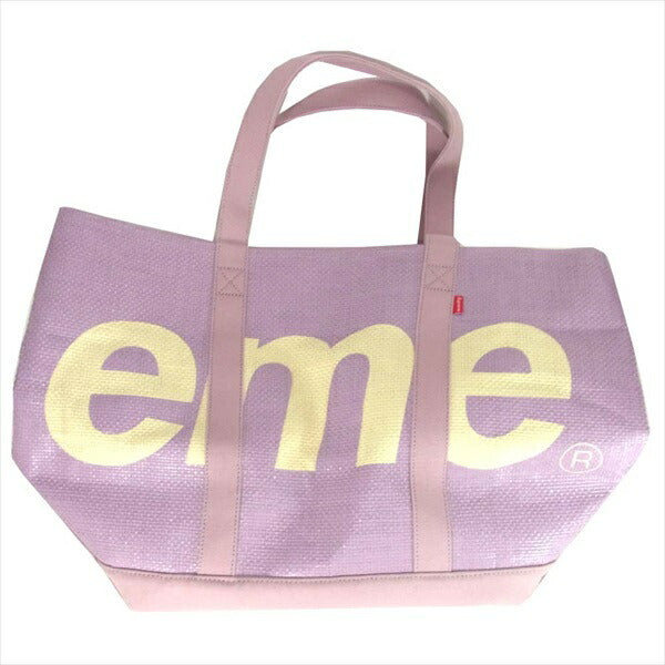 Supreme シュプリーム 20SS Raffia Tote ラフィア ビッグ ロゴ 大判 トートバッグ ピンク系【新古品】【未使用】【中古】