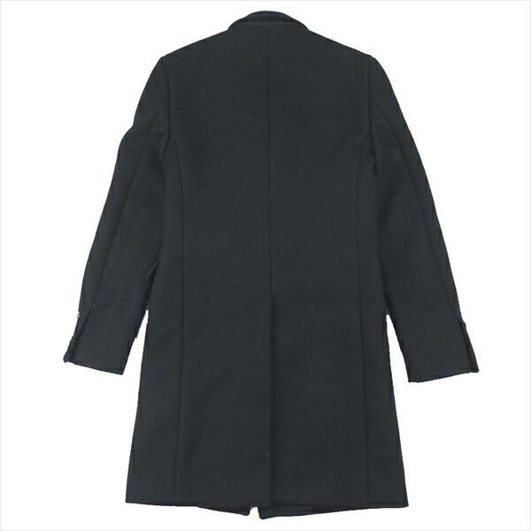 SAINT LAURENT サンローラン 国内正規品 393655 Y112W 16AW ラペル裏レザー切替 チェスター コート ブラック系 44【極上美品】【中古】