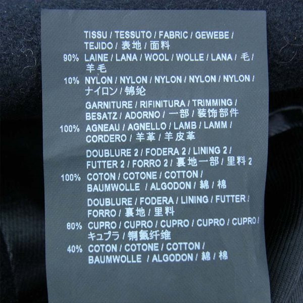 SAINT LAURENT サンローラン 国内正規品 393655 Y112W 16AW ラペル裏レザー切替 チェスター コート ブラック系 44【極上美品】【中古】